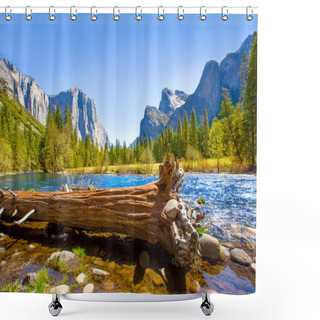 Personality  Yosemite Merced River El Capitan And Half Dome Shower Curtains