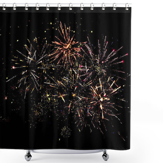 Personality  Traditional Festive Fireworks In Night Sky, Isolated On Black Shower Curtains
