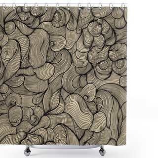 Personality  Bright Seamless Abstract Hand-drawn Pattern, Waves Background. C Shower Curtains