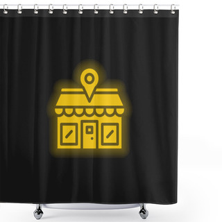 Personality  Address Yellow Glowing Neon Icon Shower Curtains