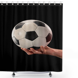 Personality  Soccer Ball In Hand Shower Curtains