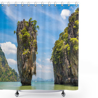 Personality  James Bond Island In Phang Nga Bay, Thailand In A Summer Day Shower Curtains