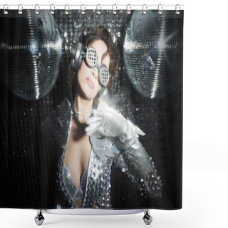 Personality  Sexy Disco Dancer In Solver Costume Shower Curtains