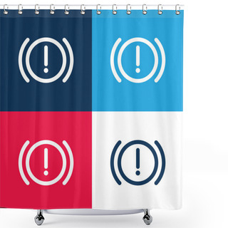 Personality  Brake System Warning Blue And Red Four Color Minimal Icon Set Shower Curtains