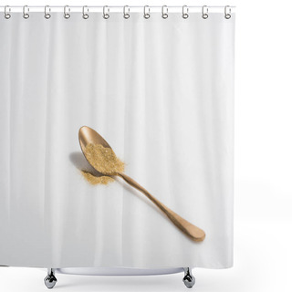Personality  Golden Spoon And Bright Glitter On White Surface Shower Curtains