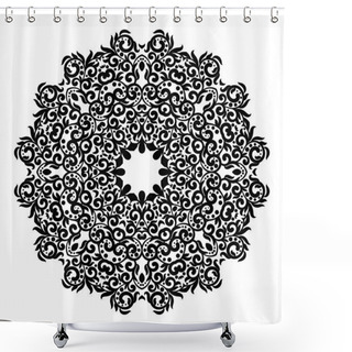 Personality  Circle Lace Ornament, Round Ornamental Geometric Doily Pattern, Black And White Isolated Mandala Shower Curtains