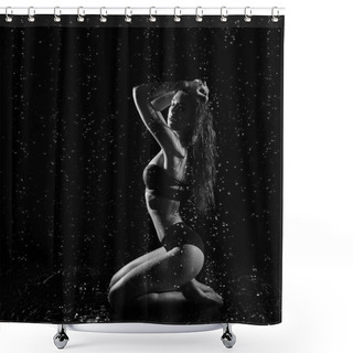 Personality  Young Woman With Water Drops (monochrome Ver) Shower Curtains