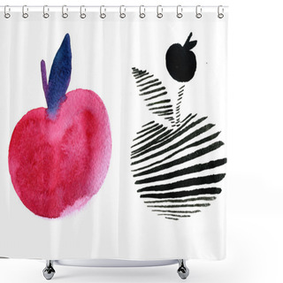 Personality  Triplet Apple Watercolor  Shower Curtains