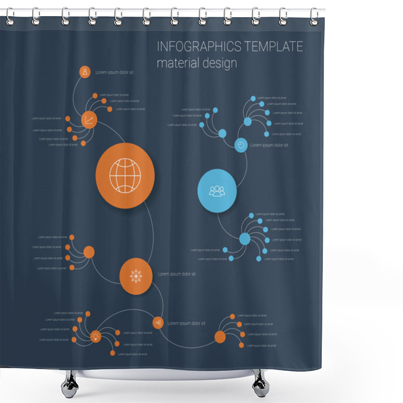 Personality  Colorful Infographics Template With Circles. Organizational Chart Layout. Business Presentation Icons. Shower Curtains