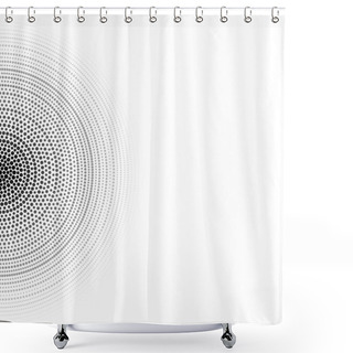 Personality  Geometric Hi-tech Background. Concentric Circles Consist Of Black Dots. Black And White Shower Curtains