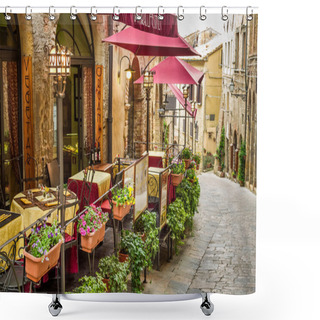 Personality  Vintage Cafe On The Corner Of The Old City In Italy Shower Curtains