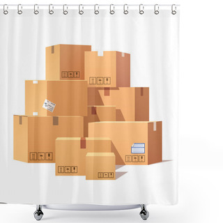 Personality  Pile Of Stacked Cardboard Boxes Shower Curtains