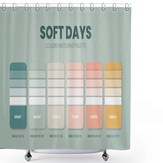 Personality  Soft Days Green Color Palettes Or Color Schemes Are Trends Combinations And Palette Guides This Year; Table Color Shades In RGB Or HEX. A Color Swatch For A  Soft Day Fashion, Home, Or Interior Design Shower Curtains