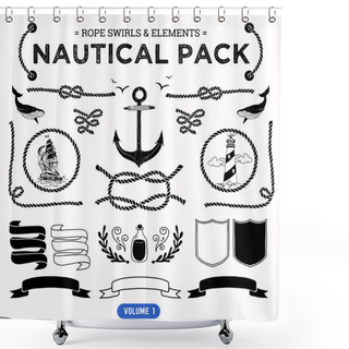 Personality  Pack Of Nautical Elements. Shower Curtains