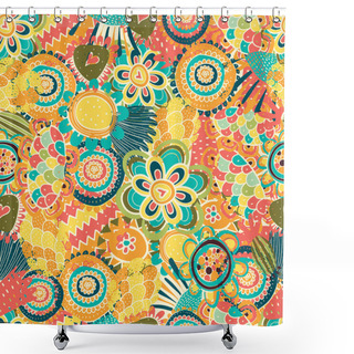 Personality  Seamless Pattern With Flowers. Shower Curtains