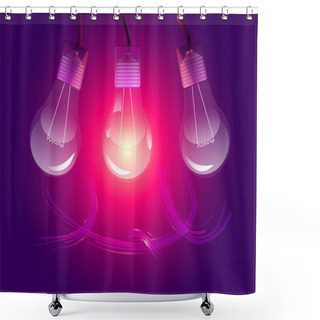 Personality  Vector Stylish Conceptual Digital Light Bulbs Design Shower Curtains