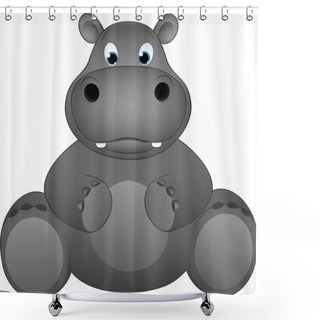Personality  Funny Illustration Of A Hippopotamus Shower Curtains