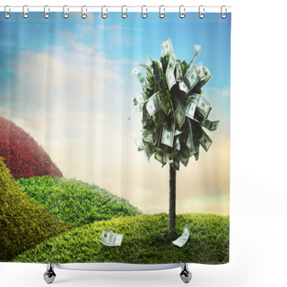 Personality  Concept, Money Tree On Grass Shower Curtains