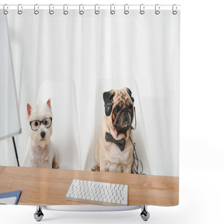 Personality  Business Dogs At Workplace Shower Curtains