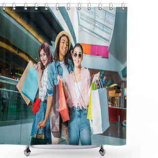 Personality  Young Women With Shopping Bags  Shower Curtains