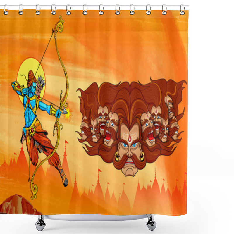 Personality  Lord Rama With Bow Arrow Killimg Ravana Shower Curtains