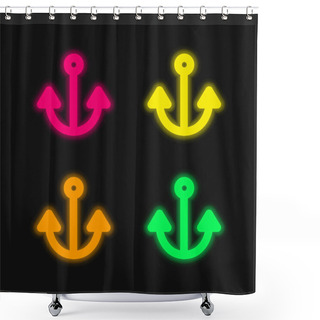 Personality  Anchor Four Color Glowing Neon Vector Icon Shower Curtains
