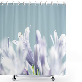 Personality  Light Purple Lilies On A Light Blue Background Shower Curtains