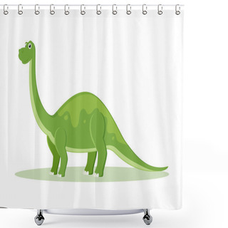 Personality  Brontosaurus Dinosaur Cartoon Character Vector Illustration Shower Curtains