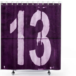 Personality  Number 13 In Stencil On Metal Wall In Purple Tone. Shower Curtains