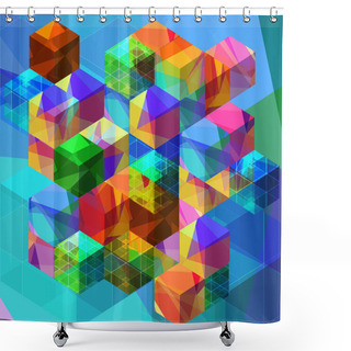 Personality  Abstract Geometric Cubes Background Shower Curtains
