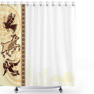 Personality  Picture Frame With Ethnic Shower Curtains