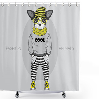 Personality  Dressed Up French Bulldog Baby, In Colors Shower Curtains