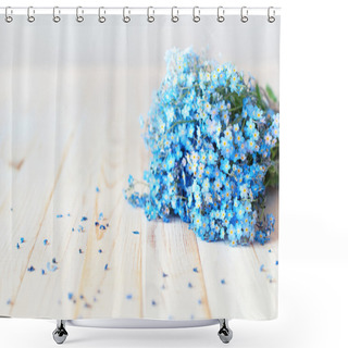 Personality  Forget Me Not Blue Petals Flowers White Background Shower Curtains