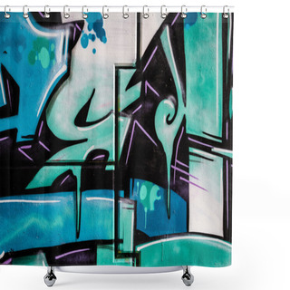 Personality  Blue Signs, Colorful Graffiti, Abstract Grunge Grafiti Background Shower Curtains
