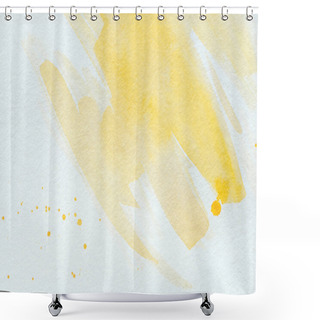 Personality  Artistic Yellow Watercolor Strokes On White Paper Shower Curtains
