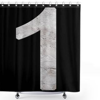 Personality  Number 1 With Concrete Texture, On Black Background Shower Curtains
