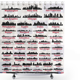 Personality  Vector Set Of United States Abstract City Skylines Silhouettes Shower Curtains