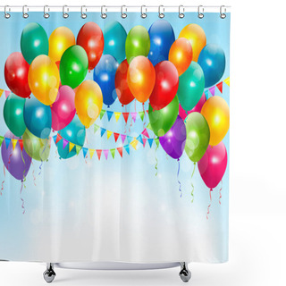 Personality  Holiday Background With Colorful Balloons. Vector. Shower Curtains