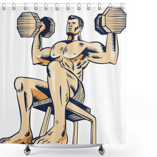 Personality  High Intensity Interval Training Dumbbell Etching Shower Curtains