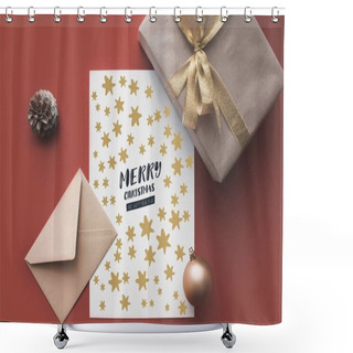 Personality  Christmas Presents In Craft Paper Shower Curtains