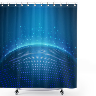 Personality  Global Technology Mesh Digital Network With Dot Digital World Ma Shower Curtains