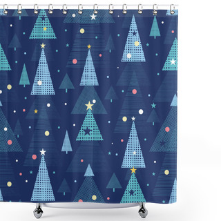 Personality  Abstract Holiday Christmas Trees Seamless Pattern Background Shower Curtains