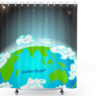Personality  Illustration Of Indian Ocean On Earth Shower Curtains