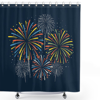 Personality  Festive Color Firework On Dark Night Background. Shower Curtains