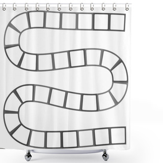 Personality  Abstract Futuristic Maze, Zigzag Pattern Template For Children's Games, White Squares Black Contour Isolated On White Background. Vector Illustration Shower Curtains