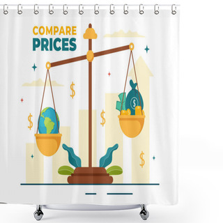 Personality  Compare Prices Vector Illustration Of Inflation In Economy, Scales With Price And Value Goods In Flat Cartoon Hand Drawn Landing Page Templates Shower Curtains