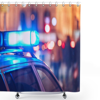 Personality  Police Car On The Street Shower Curtains