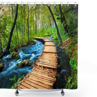 Personality  Deep Forest Stream. Crystal Clear Water. Shower Curtains