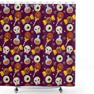 Personality  Happy Halloween Celebration Day Candys Skulls Eyes Sweet Vector Illustration Shower Curtains