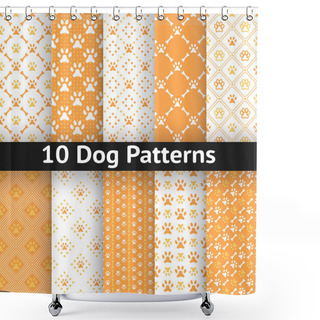 Personality  Set Of Dog Seamless Vector Pattern Shower Curtains